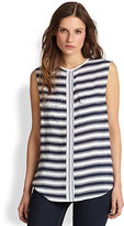 Thumbnail for your product : Equipment Lynn Silk Striped Sleeveless Shirt