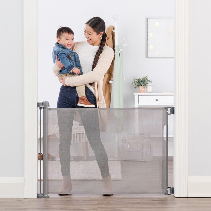 Regalo Retractable Baby Safety Gate, Fits Openings Up to 50" Wide, Wall-Mounted for Doorways & Stairs, Mounting Hardware Included