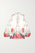 Thumbnail for your product : Zimmermann The Lovestruck Printed Cotton And Silk-blend Georgette Blouse