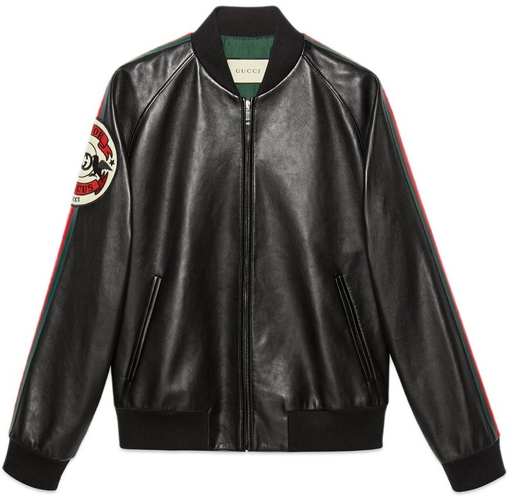 gucci leather bomber jacket mens