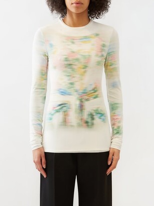 Loewe Blurred-print Mesh Long-sleeved T-shirt