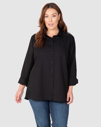 Love Your Wardrobe Women's Black Shirts & Blouses - Manhattan Cotton Over Shirt