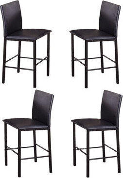 Latitude Run Counter Height Dining Chairs Of 4 - Black Metal, With Back, Pad, And Cushion Seat Upholstery
