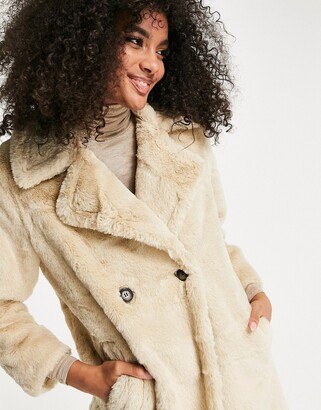 Vero Moda faux fur coat in beige