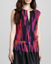 Thumbnail for your product : Halston Sleeveless Printed Silk Top, Boysenberry