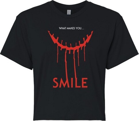 S.MILE Women'sSMILEWhatMakesYouLogoCroppedGraphicT-Shirt-Black-X-Large