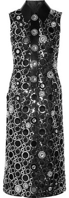 Marc Jacobs Pvc-Trimmed Embellished Shell Midi Dress