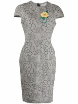 Thumbnail for your product : Versace Pre-Owned Floral-Jacquard Linen Dress