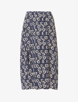 Rixo Georgia floral-print silk-crepe midi skirt