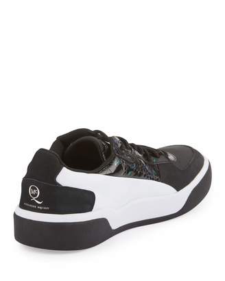 Puma Brace Leather Low-Top Sneaker, Black/White