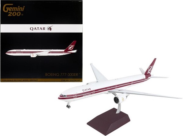Boeing777-300ERCommercialAircraft"QatarAirways"Whitew/DarkRed"Gemini200"1/200DiecastModelAirplanebyGeminiJets