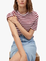 Thumbnail for your product : MANGO Recycled Cotton Striped Logo T-Shirt, Dark Red