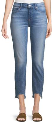7 For All Mankind Roxanne Frayed Ankle Skinny Jeans with Long Side Hem
