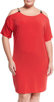Thumbnail for your product : MICHAEL Michael Kors Short-Sleeve Cold-Shoulder Dress, True Red, Plus Size