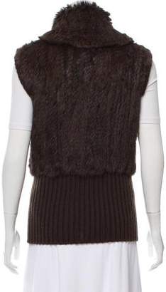 Pinko Knit-Accented Fur Vest