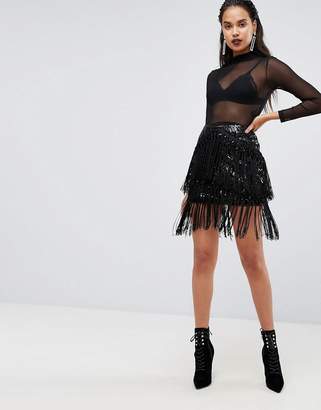boohoo Premium Sequin And Tassel Skirt