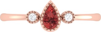 LMJ - Pear Shaped Garnet & Diamond Birthstone Ring In 14K Rose Gold