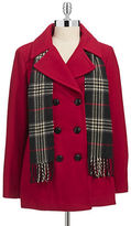 Thumbnail for your product : London Fog Wool Blend Peacoat with Scarf