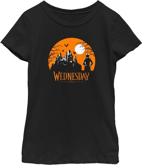 Wednesday Series Girl'sWednesdayHalloweenHauntedHouseT-Shirt-Black-XLarge