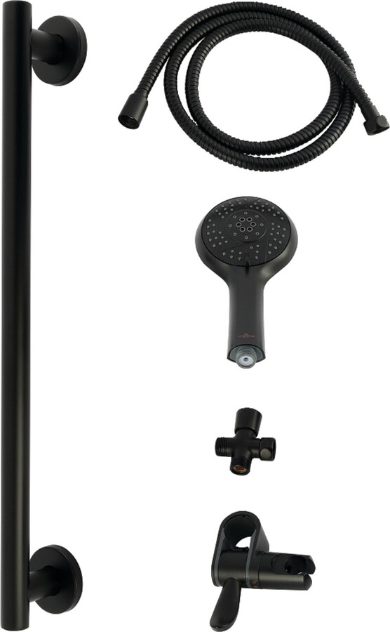 Kingston Brass KAK1540D Made to Match Shower System with Slide/Grab Bar and Hand Shower, Matte Black