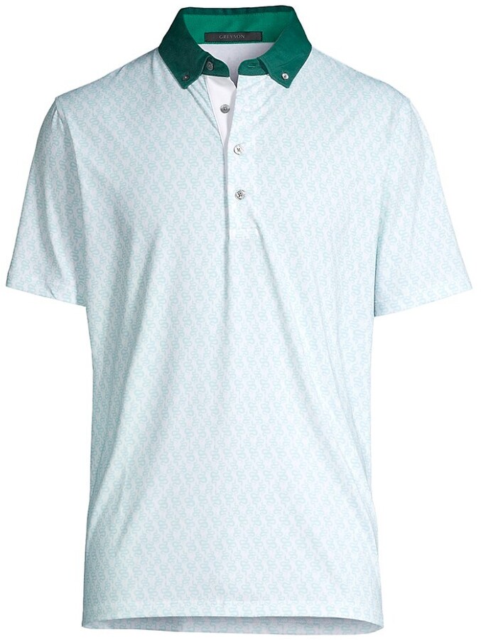 Greyson Men's Starfish/Amaryllis Pink Stripe Saranac Short Sleeve Polo Shirt 