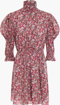 Philosophy di Lorenzo Serafini Gathered Floral-print Cotton-voile Mini Dress