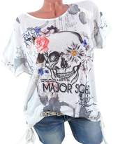 Thumbnail for your product : YANG-YI Women's Skull Printed Short Sleeve Blouse Loose Tops T-Shirt (, 2XL)