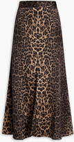 Leopard-print silk-satin midi skirt 