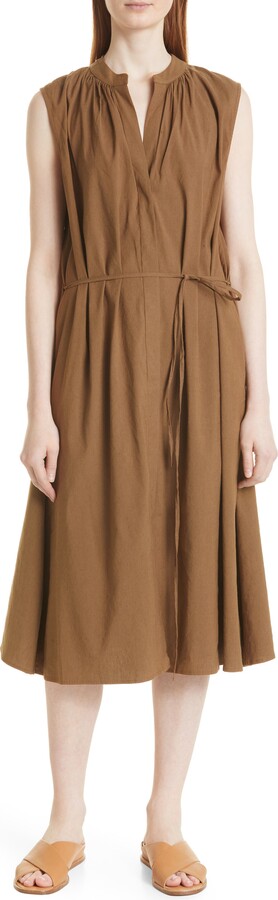 Shirred Linen Blend Dress
