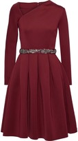 Thumbnail for your product : Badgley Mischka Pleated Embellished Scuba Dress