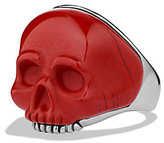 Thumbnail for your product : David Yurman Waves Carved Skull Ring with Red Tiger's Eye