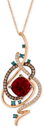 LeVian Exotics Crazy Collection Pomegranate Garnet (4-1/2 ct. t.w.) & Diamond (3/4 ct. t.w.) 18" Pendant Necklace in 14k Rose Gold