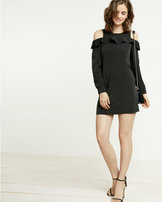 Thumbnail for your product : Express Ruffle Cold Shoulder Shift Dress