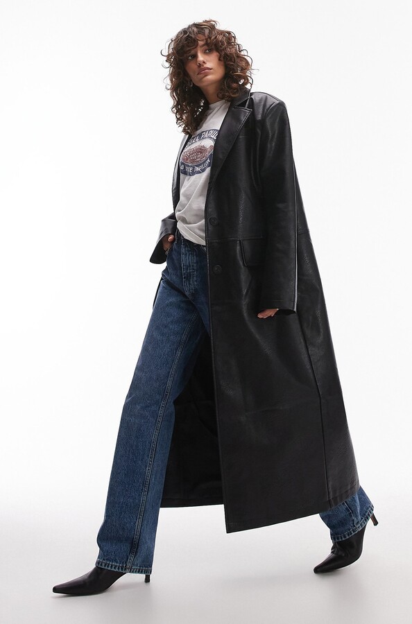 Topshop Faux Leather Coat