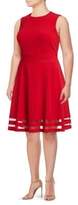Thumbnail for your product : Calvin Klein Fit-and-Flare Mesh Hem Dress
