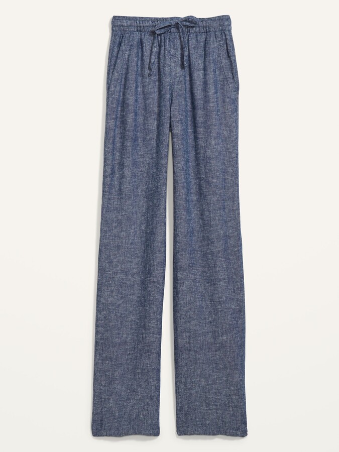 plus size wide leg chambray pants