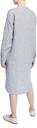 Eileen Fisher Yarn-Dye Organic Linen Hanky Shirtdress