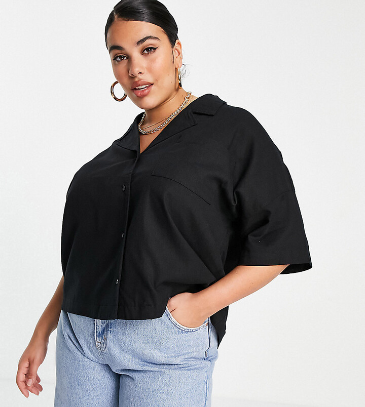 plus size linen tops
