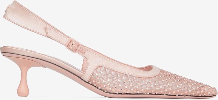 Jimmy Choo Amel 50 Crystal-Embellished Mesh Pumps