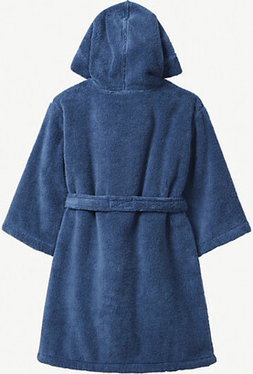 The Little White Company Hydrocotton dressing gown 5-12 years, Size: 7-8 years, Moonlight blue