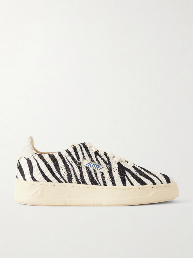 AUTRY Easyknit Suede-trimmed Zebra-print Knitted Sneakers - Animal Print