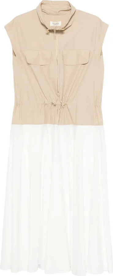 PSOPHIA Half-Zip Two-Tone Midi Dress