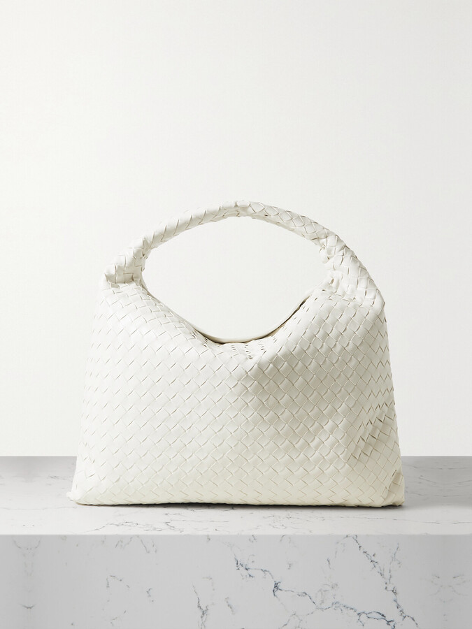 Bottega Veneta Hop Large Intrecciato Leather Tote - White