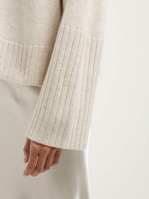 Allude Ribbed-cuff Round-neck Cashmere Sweater - Womens - Beige