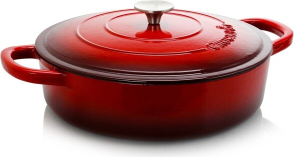 Crock Pot Artisan 7 Quart Oval Enameled Cast Iron Dutch Oven In Scarlet Red  : Target