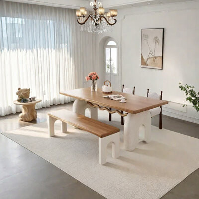 Zhang's SereneLodge Solid wood resin dining table set
