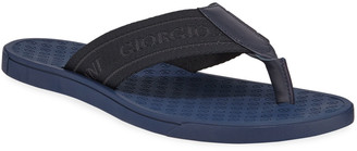 Giorgio Armani Men's Nylon-Web Thong Sandals, Blue