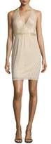 Thumbnail for your product : Aidan Mattox Sleeveless Beaded Georgette Cocktail Dress, Light Gold