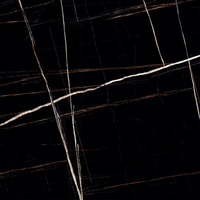 MALAKAN INC 48" x 48" Porcelain Marble Look Wall & Floor Glossy Black Tile Sahara Noir