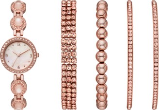 Alexis Bendel Women's Analog Rose Gold-Tone Metal Alloy Bracelet Watch,  38mm and Wallet Gift Set